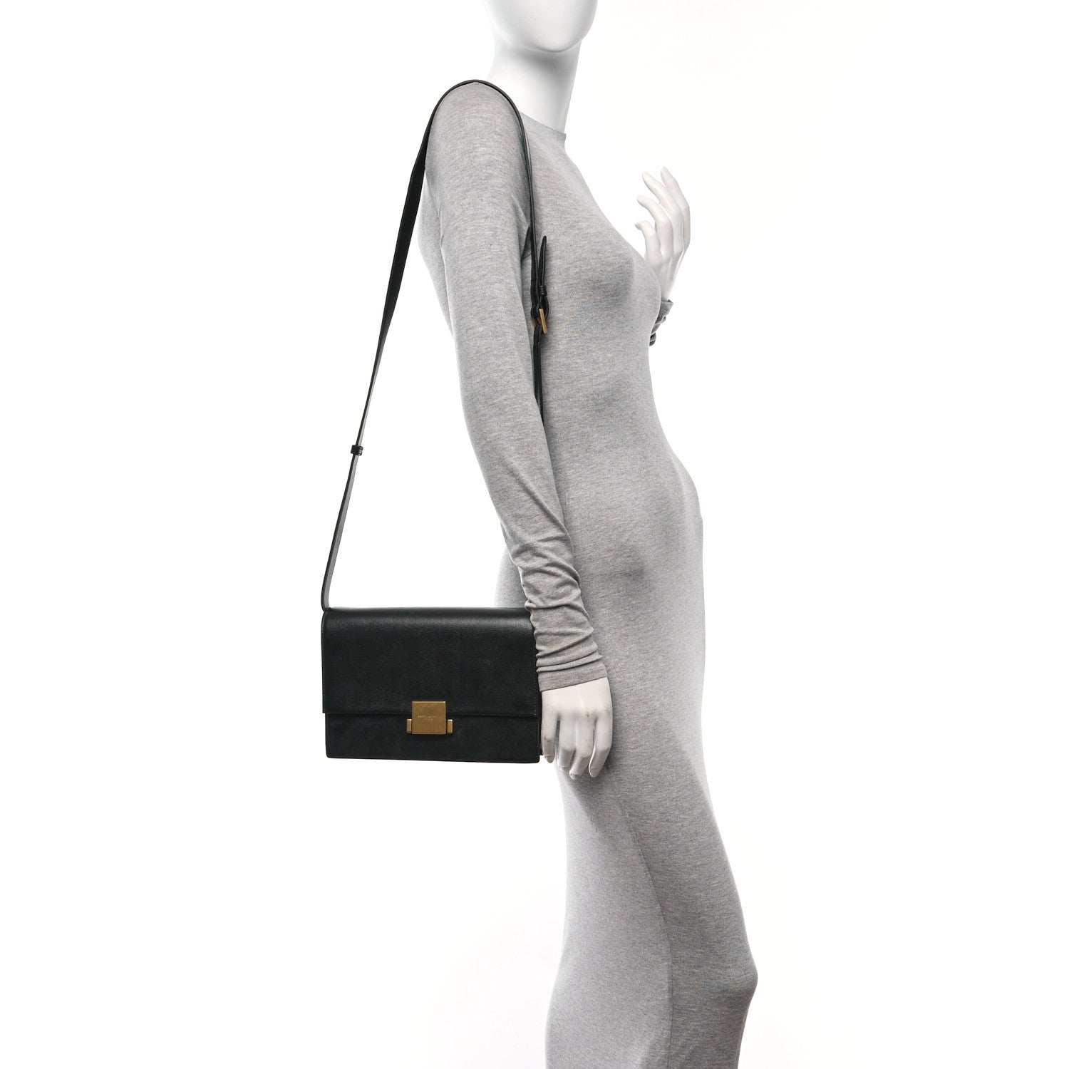 Saint Laurent Smooth Calfskin Suede Medium Bellechasse Black 2 of 10