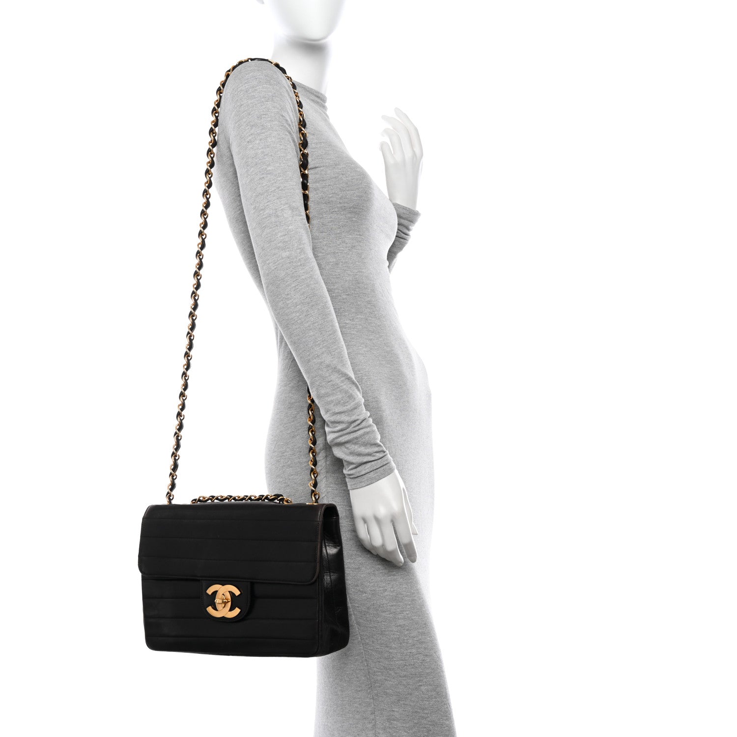 Chanel Lambskin Horizontal Quilt Jumbo Single Flap Black 2 of 16