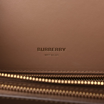 Burberry Smooth Calfskin Stripe Medium Two Handle Title Bag Camel Black Red 6 of 11