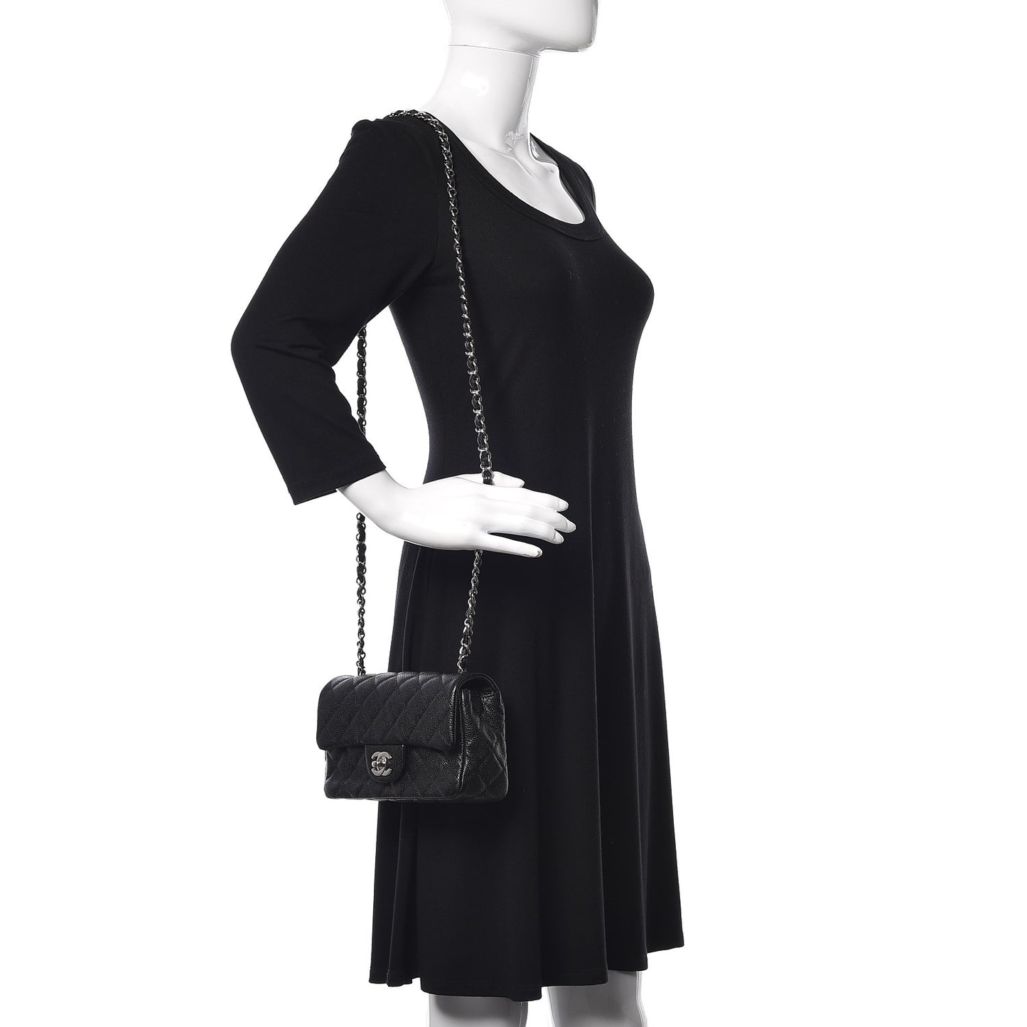 Caviar Quilted Mini Rectangular Flap Black