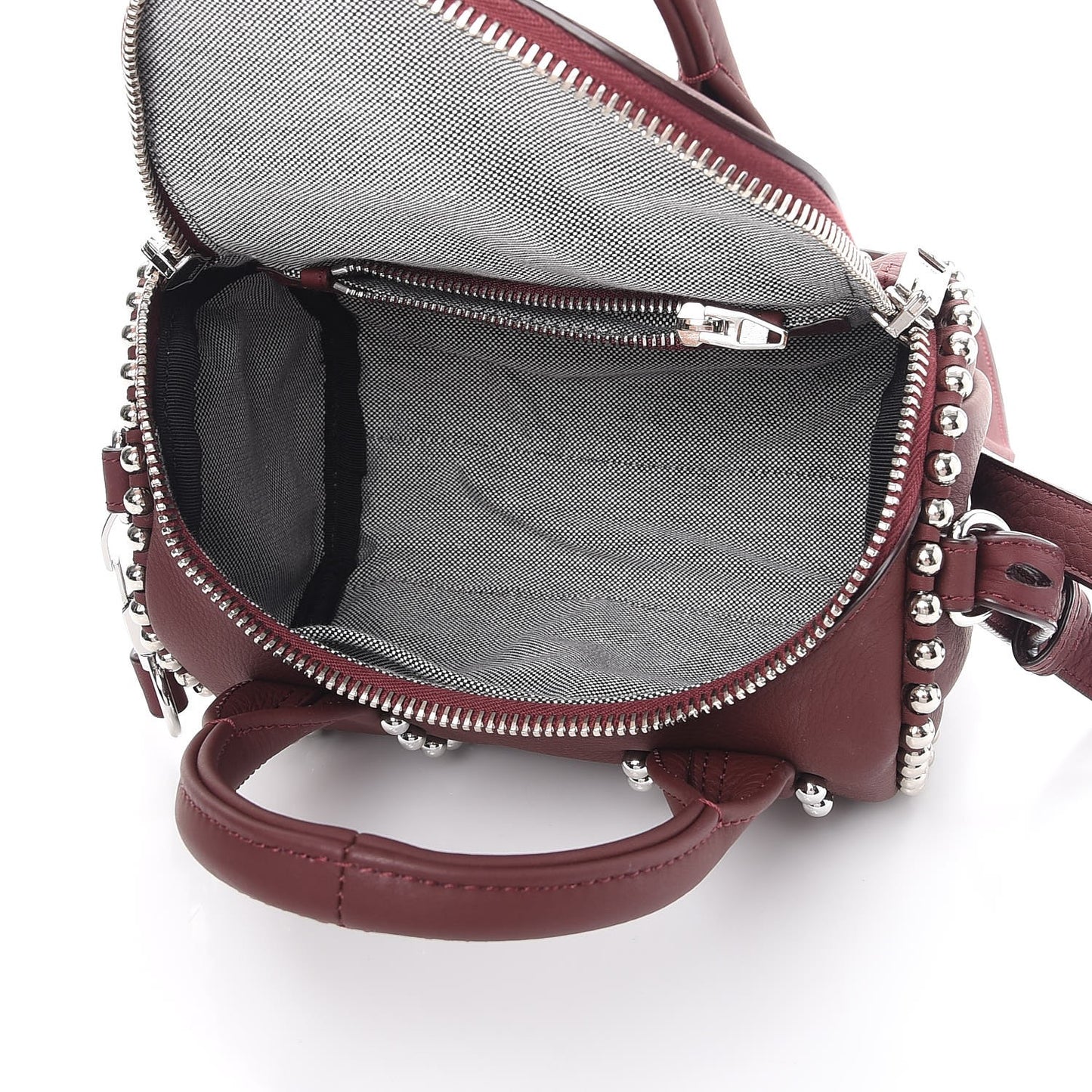 Calfskin Studded Mini Rockie Matte Beet Rodium Hardware