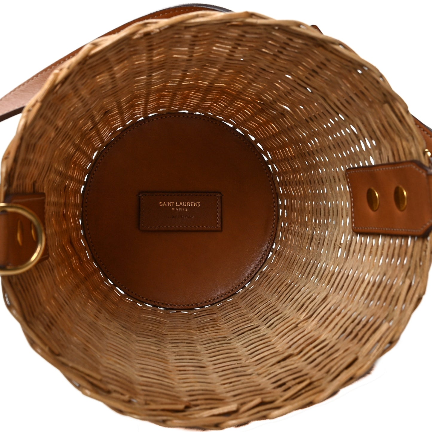 Wicker Calfskin Panier Basket Tote