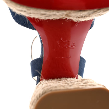 Christian Louboutin Denim Mariza 130 Espadrille Sandals 41 Blue Natural 7 of 8