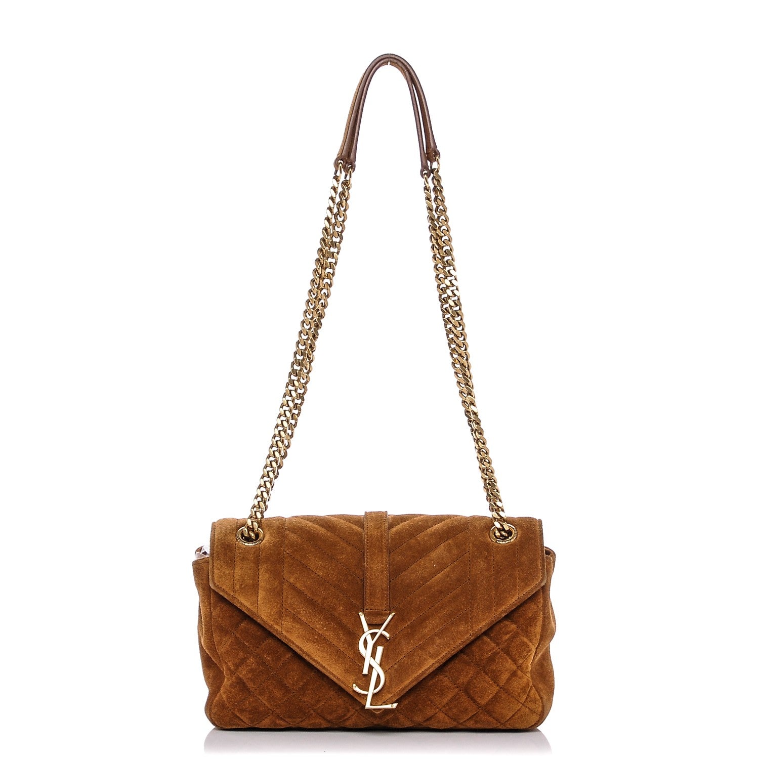 Saint Laurent Suede Tri-Quilt Monogram Medium College Bag Ochre 1 of 6