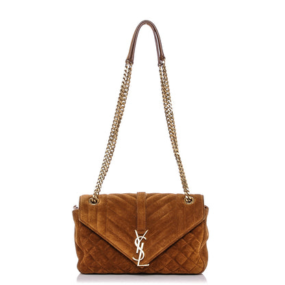 Saint Laurent Suede Tri-Quilt Monogram Medium College Bag Ochre 1 of 6