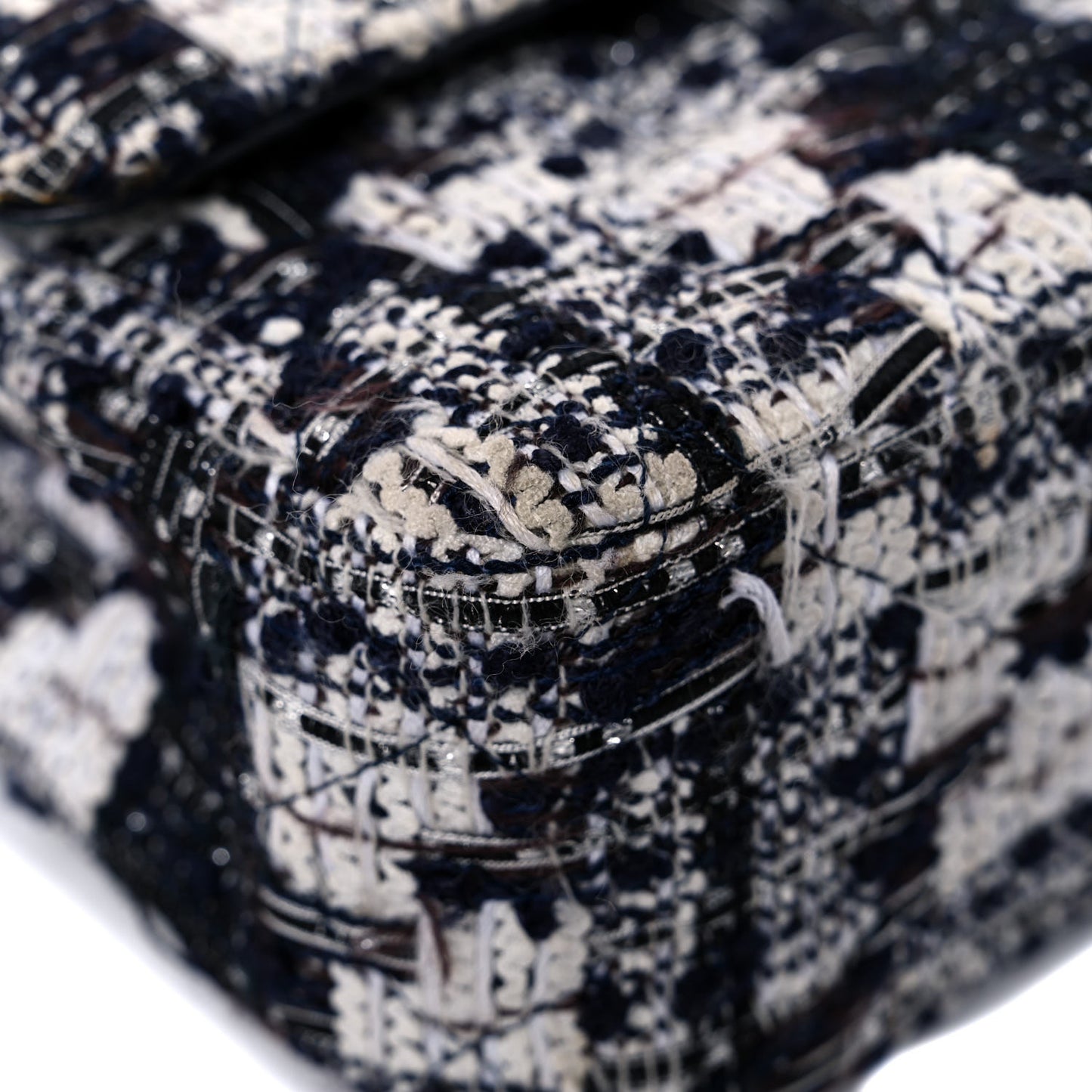 Tweed Quilted Flap Navy White