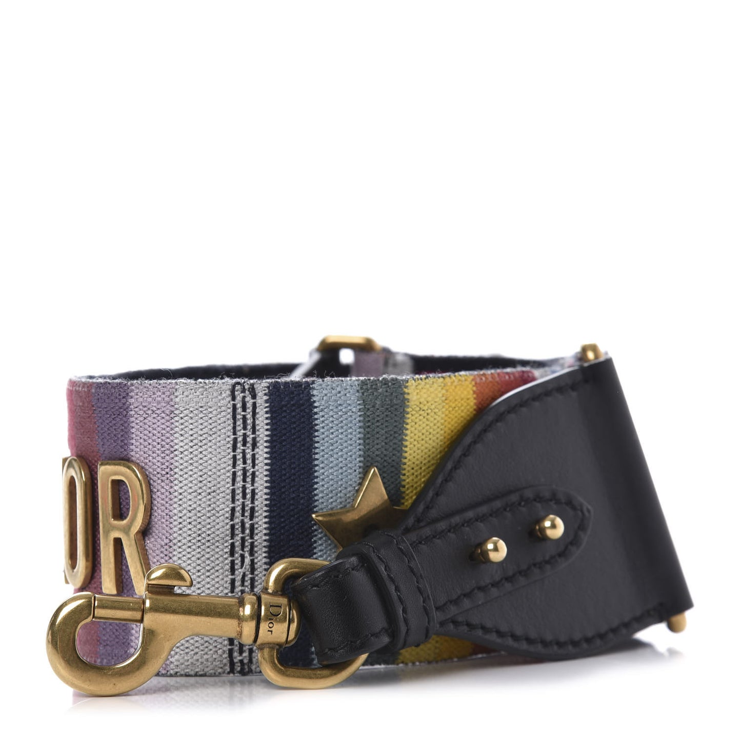 Canvas Embroidered Studded Rainbow J’Adior Shoulder Strap