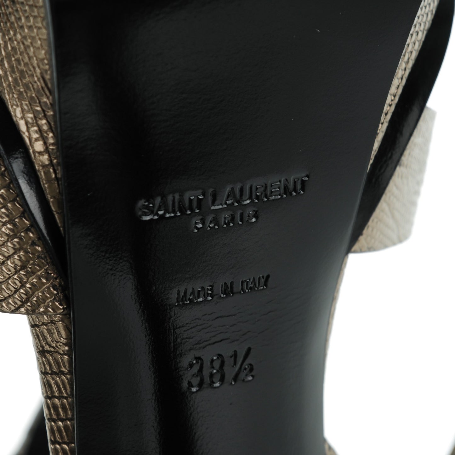 Calfskin Lizard Embossed Tribute 105 Platform Sandals 38.5 Topas