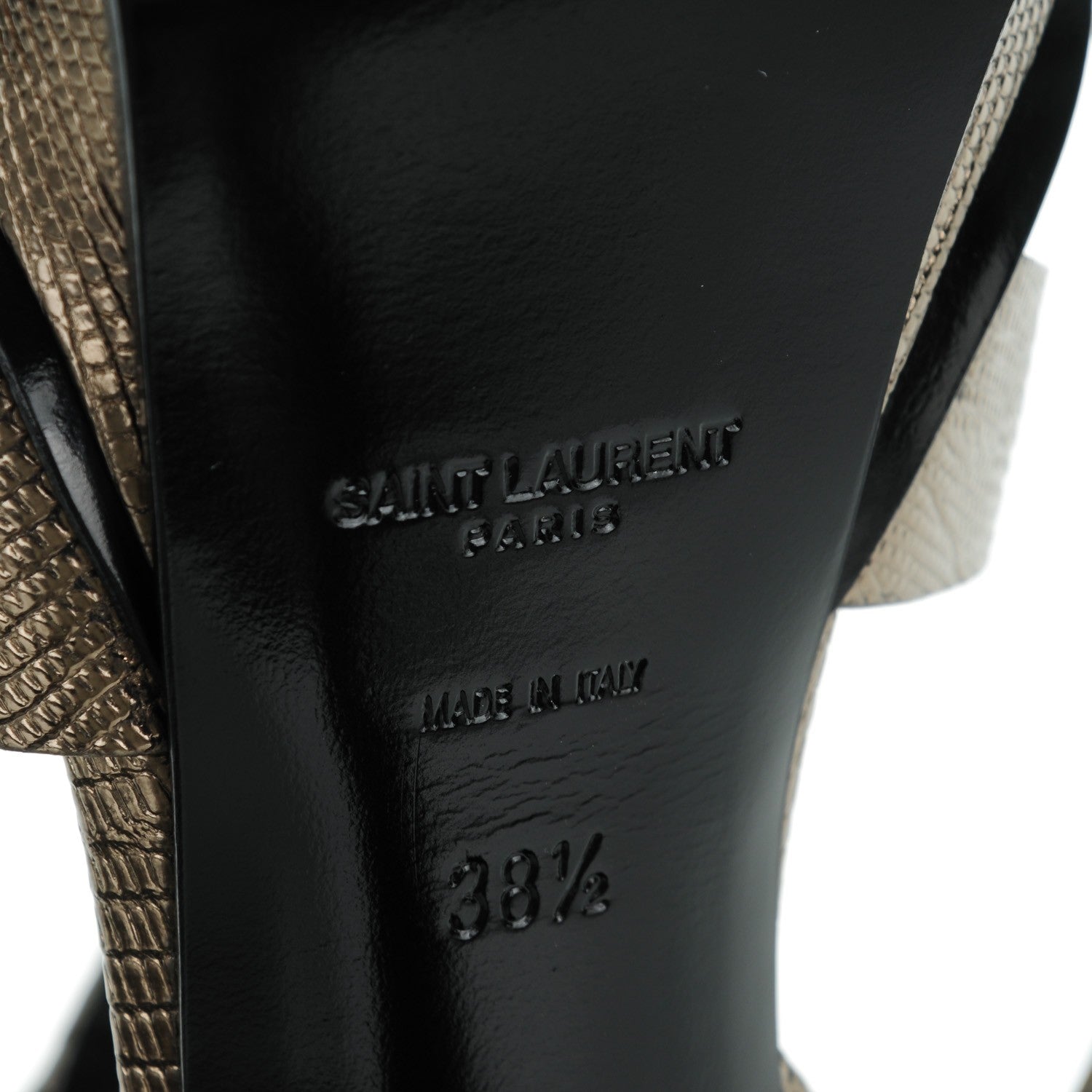 Saint Laurent Calfskin Lizard Embossed Tribute 105 Platform Sandals 38.5 Topas 6 of 7