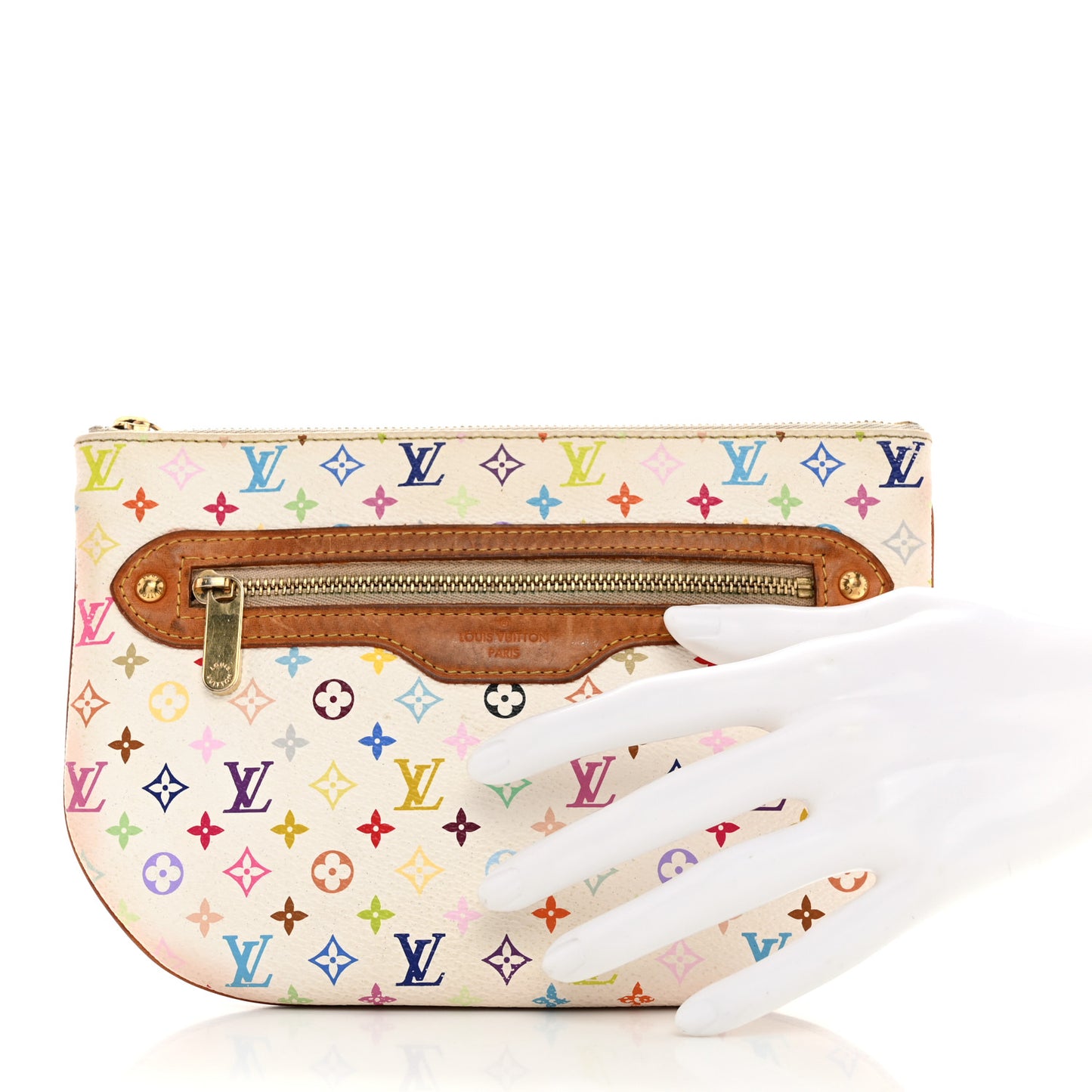 Monogram Multicolor Pochette Plate GM White