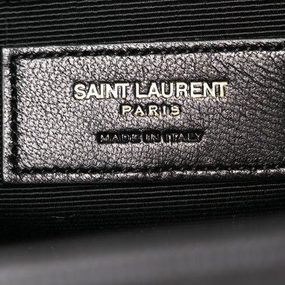 Saint Laurent Grain De Poudre Matelasse Chevron Large Monogram Satchel Earth 6 of 14