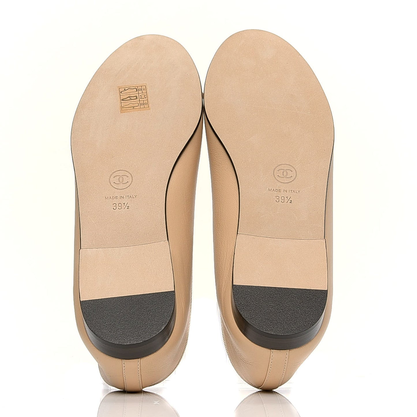 Lambskin Cap Toe CC Ballerina Flats 39.5 Beige Black