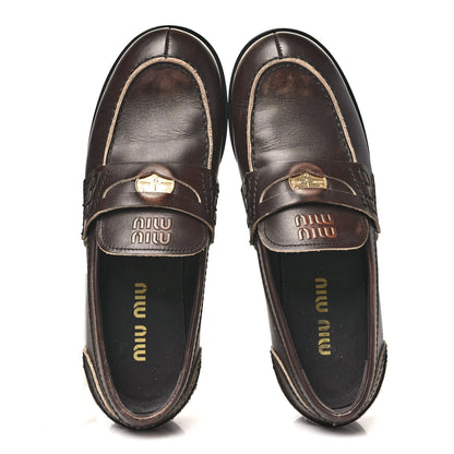 Miu Miu Spazzolato Penny Loafer 39 Ebony 2 of 8