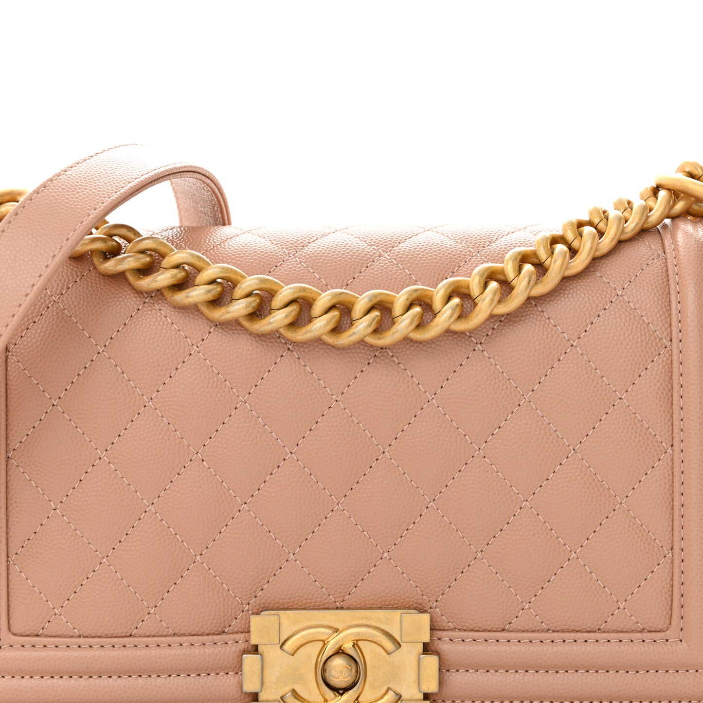Caviar Quilted Medium Boy Flap Beige