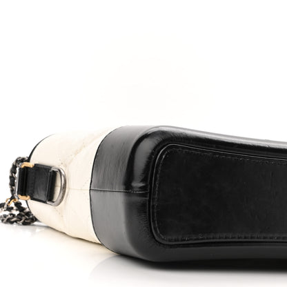 Chanel Aged Calfskin Quilted Medium Gabrielle Hobo Black White 9 of 10