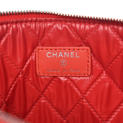 Chanel Patent Calfskin Quilted Valentine Hearts Medium O Cosmetic Case Dark Pink 6 of 7