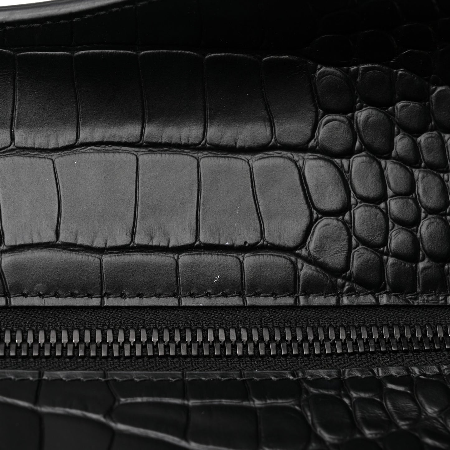 Semi Matte Calfskin Crocodile Embossed Neo Classic Black Hardware Large City Black