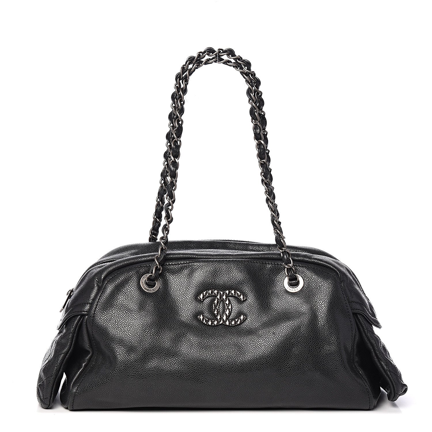 Chanel Glazed Caviar Quilted Mademoiselle Bowling Bag Black 1 of 13