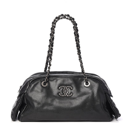 Chanel Glazed Caviar Quilted Mademoiselle Bowling Bag Black 1 of 13