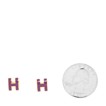 Hermes Gold Lacquered Mini Pop H Earrings Anemone 2 of 4