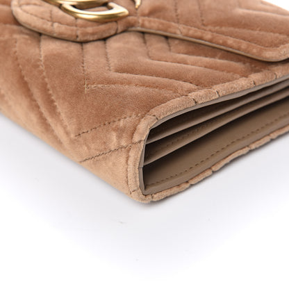 Gucci Velvet Matelasse GG Marmont Chain Wallet Taupe 10 of 11