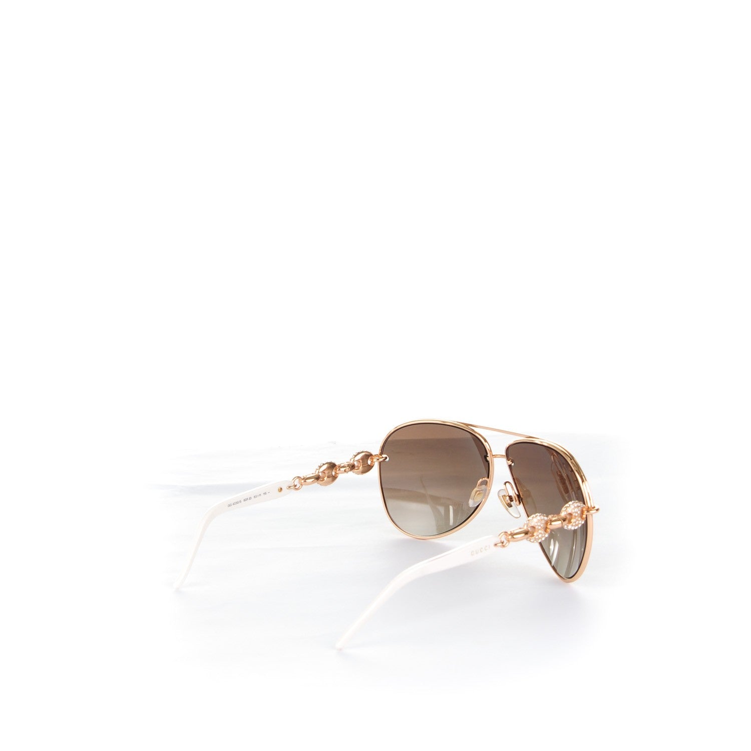 Gucci Crystal Marina Chain Aviator Sunglasses 4230/S White 3 of 5