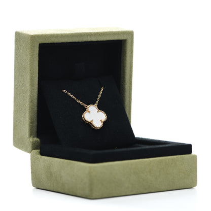 Van Cleef & Arpels 18K Yellow Gold Mother of Pearl Vintage Alhambra Pendant Necklace 6 of 6