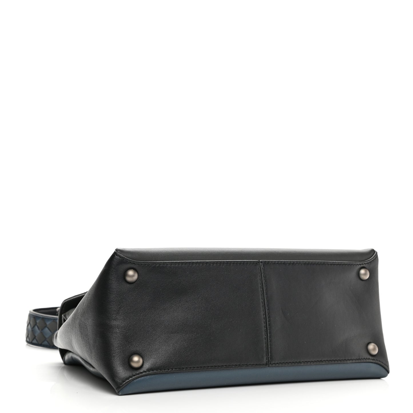 Nappa Small Bicolor Piazza Bag Ferro Gray Denim