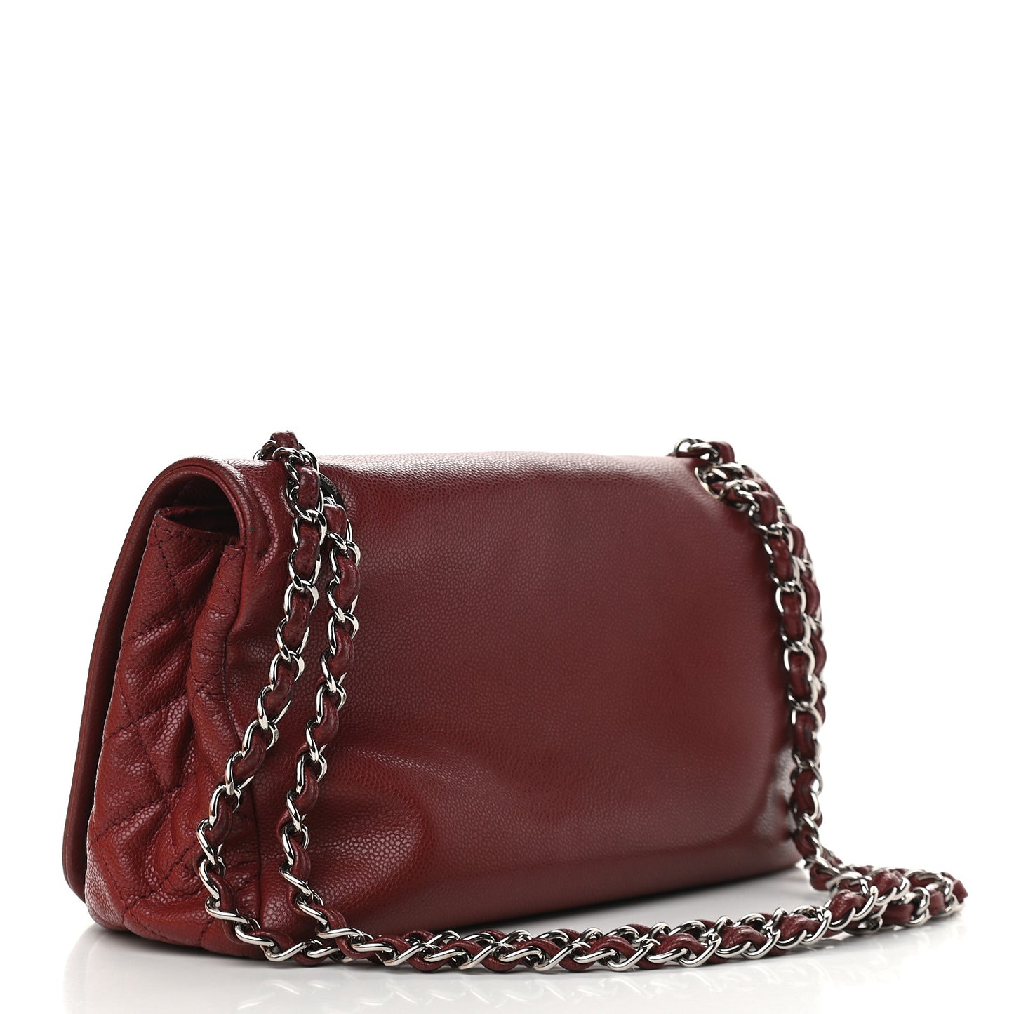 Caviar Large Timeless CC Flap Dark Red