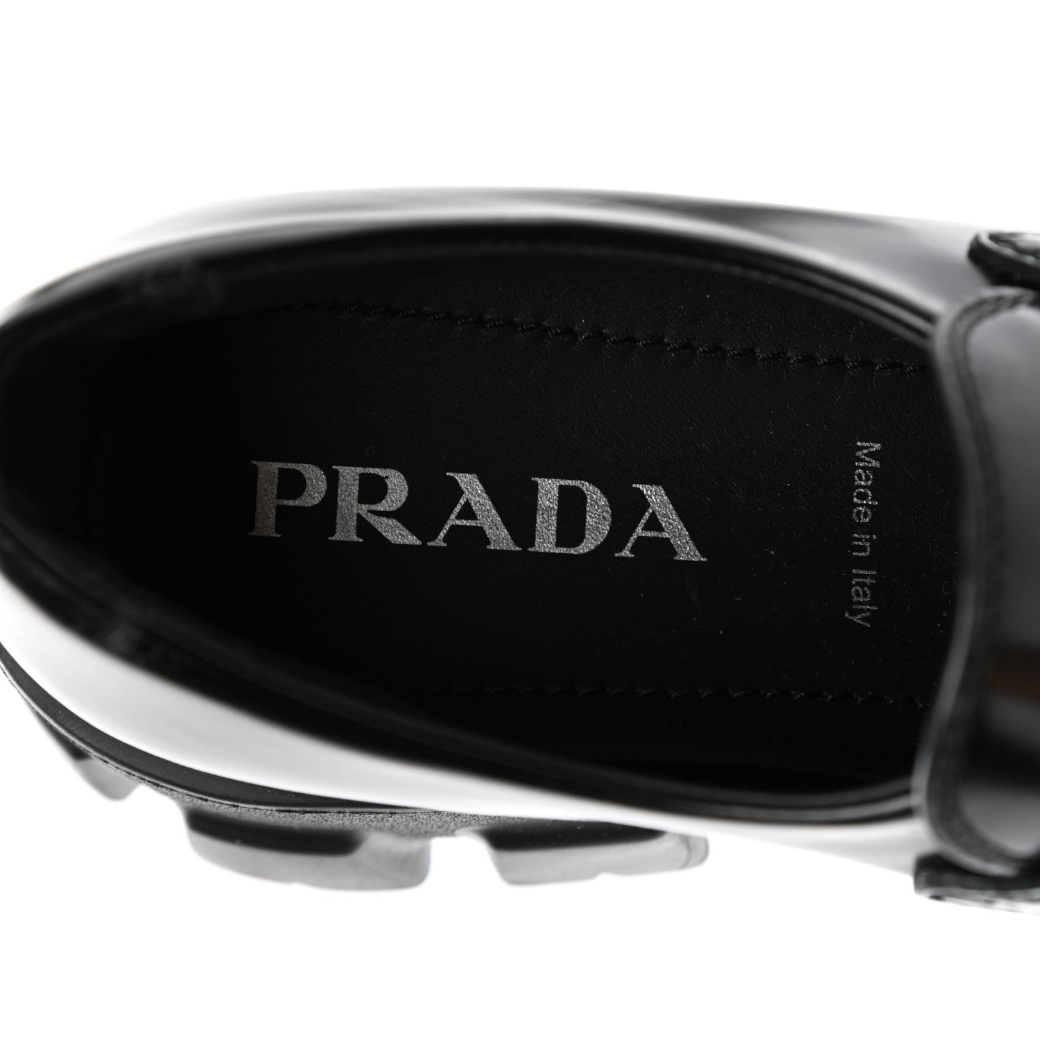 Prada Spazzolato Triangle Logo Monolith Pointy 55mm Loafers 36.5 Black 7 of 9