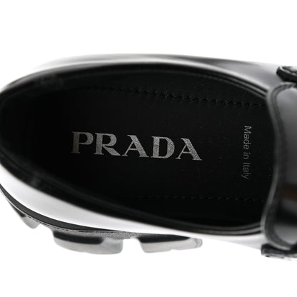 Prada Spazzolato Triangle Logo Monolith Pointy 55mm Loafers 36.5 Black 7 of 9
