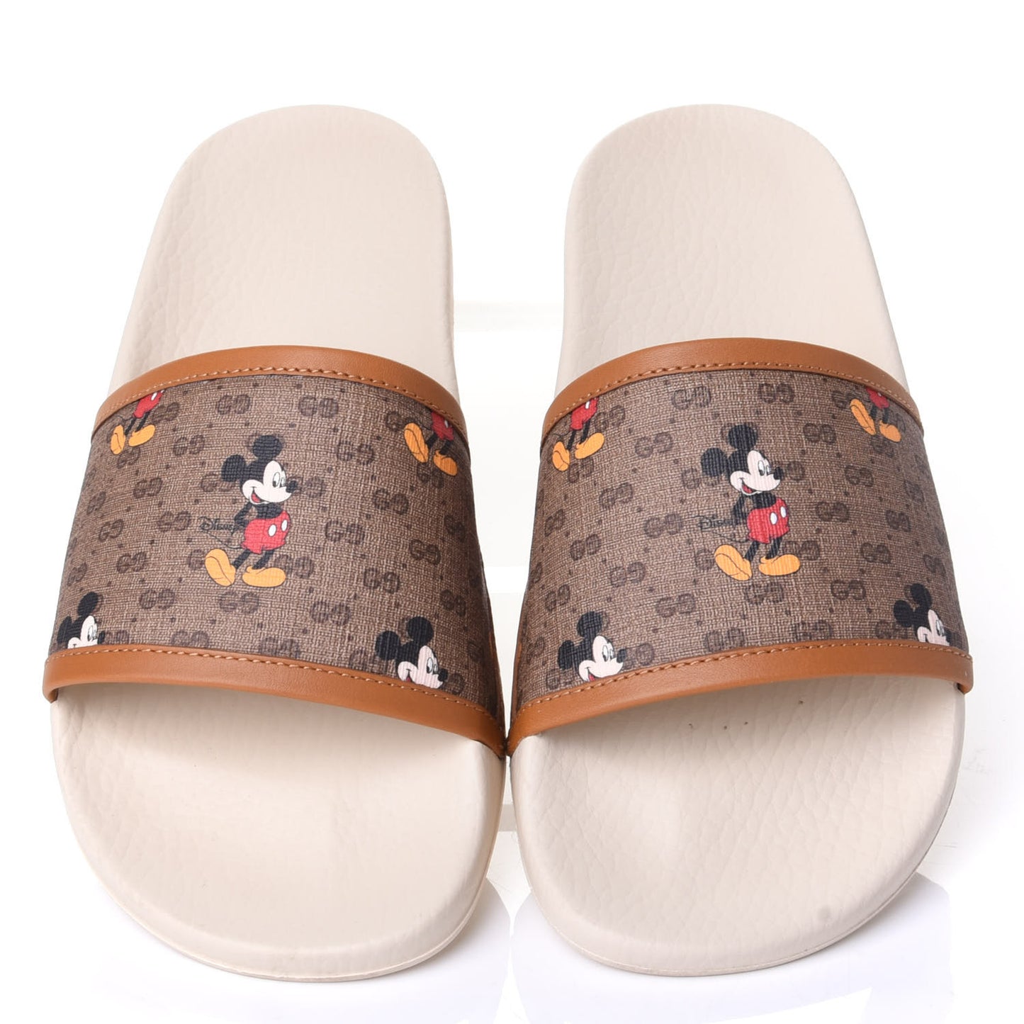 X DISNEY Mini Vintage GG Supreme Monogram Mickey Mouse Womens Slide Sandals 38 Beige Vintage Sun Oil
