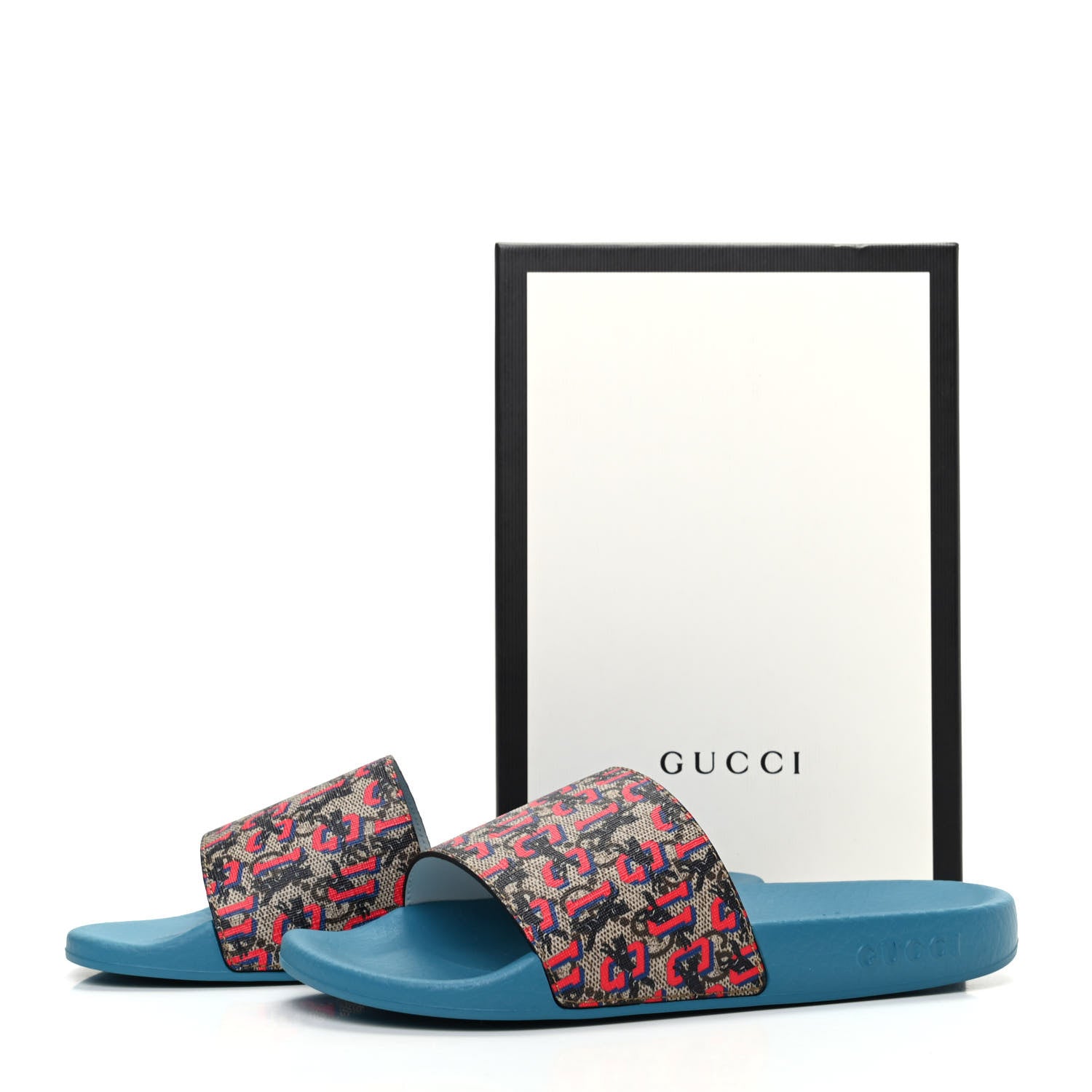 Gucci GG Supreme Monogram Gucci Wolf Slide Sandals 35 Multicolor 9 of 9