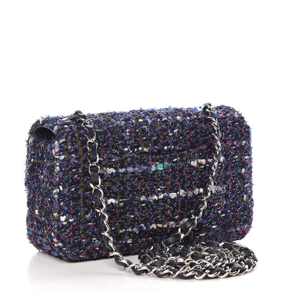 Chanel Tweed Quilted Mini Rectangular Flap Blue Purple Khaki Pink 3 of 13