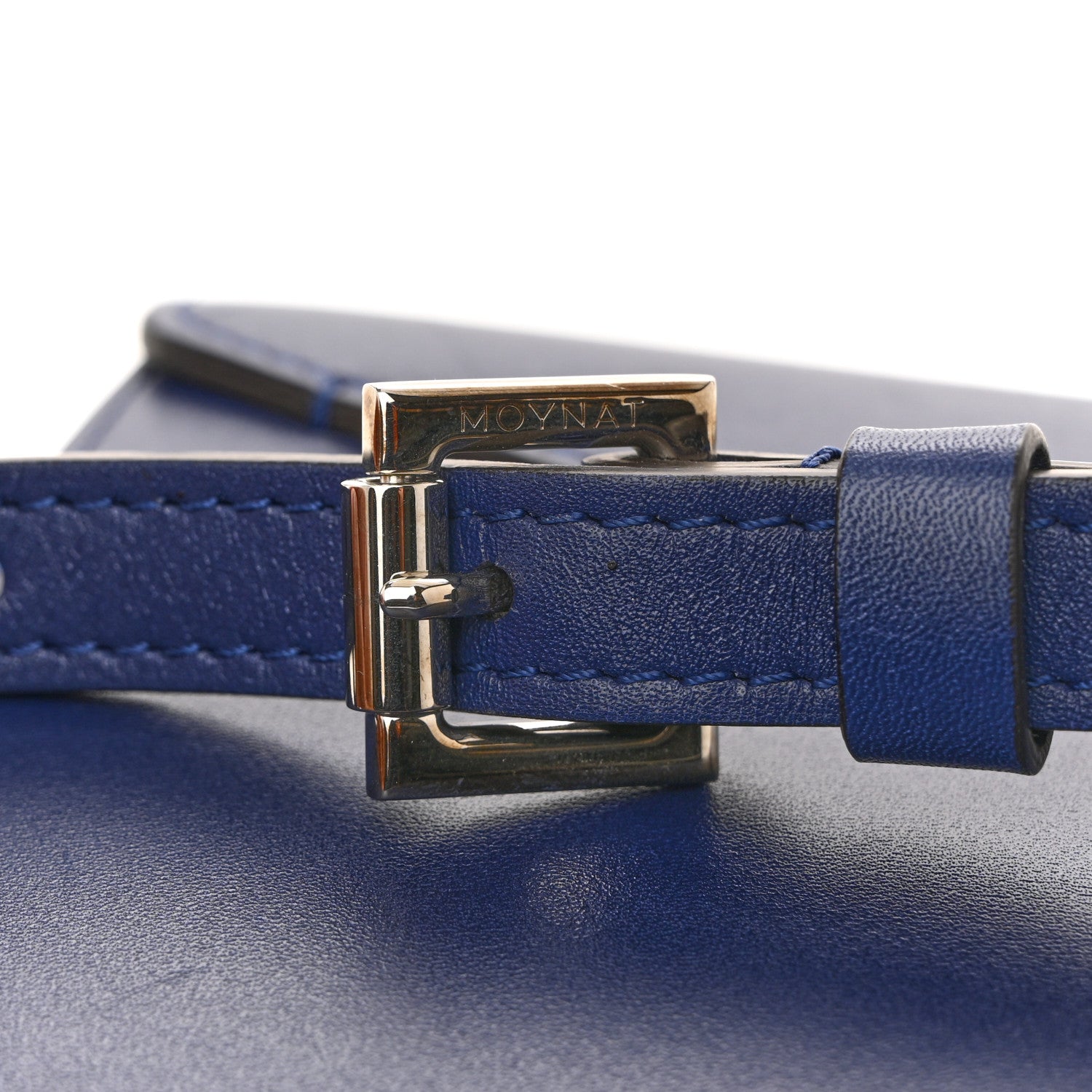 Moynat Box Calfskin Gabrielle Reporter Shoulder Bag Blue 13 of 14