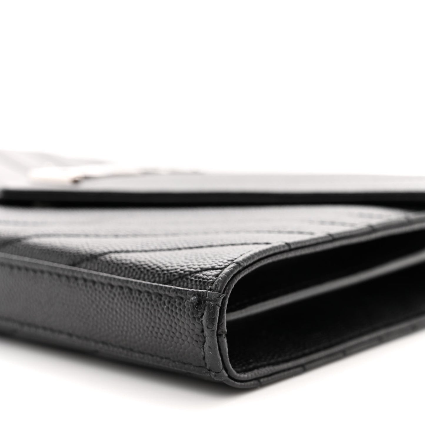 Grain De Poudre Matelasse Chevron Monogram Chain Wallet Black