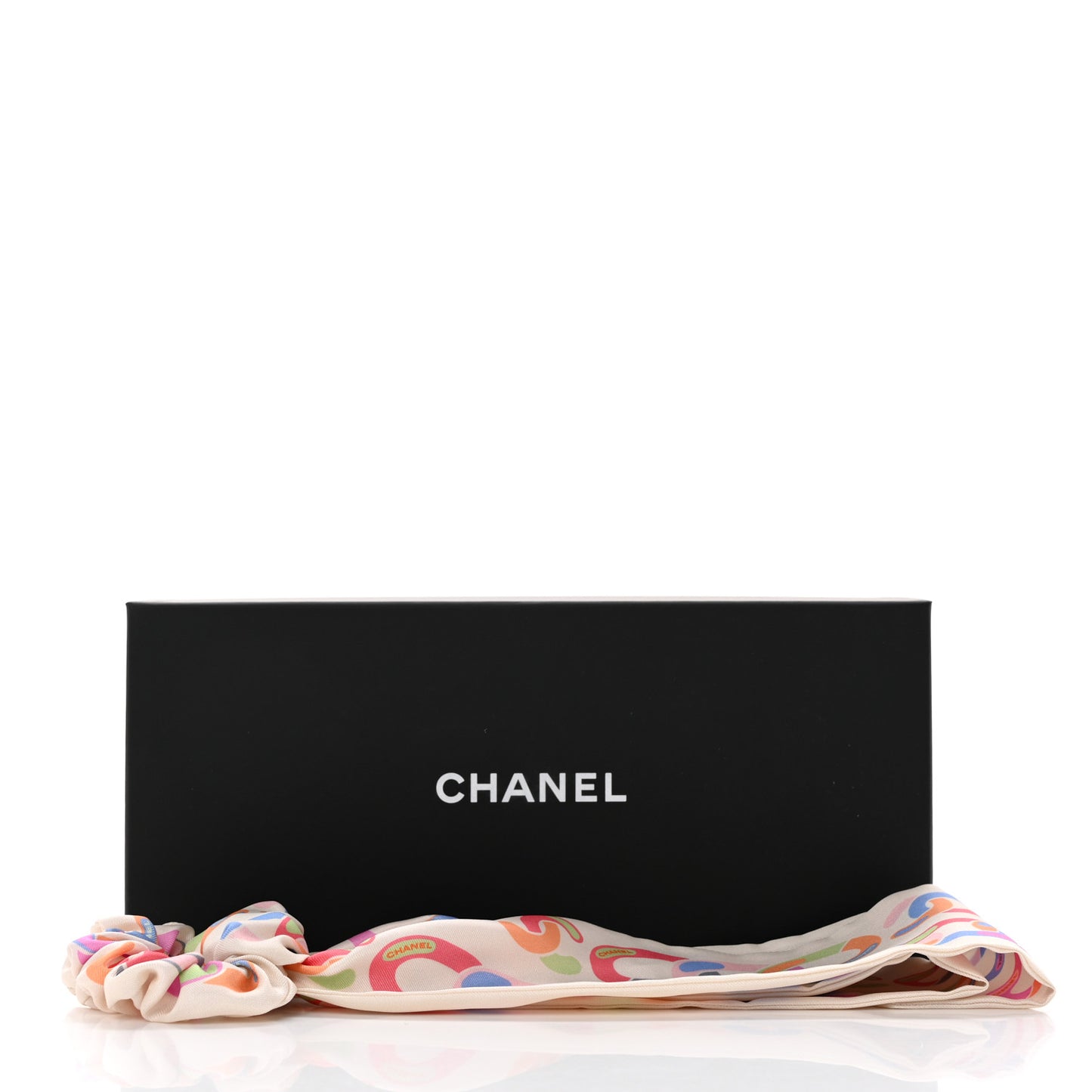 Silk CC Twilly Hair Tie White Multicolor