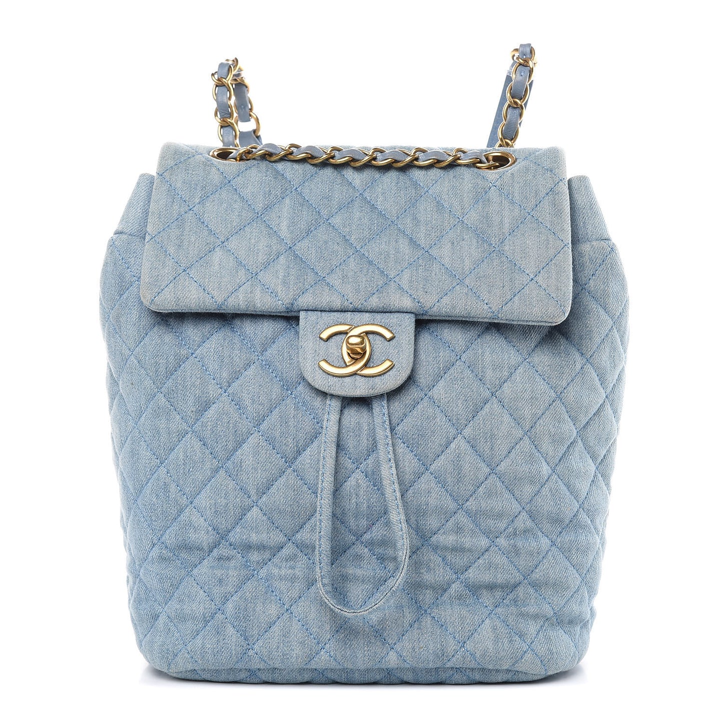 Washed Denim Quilted Small Urban Spirit Backpack Light Blue