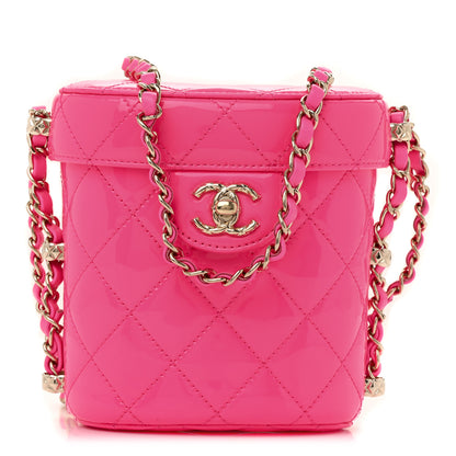 Chanel Patent Quilted CC Vani-Tea Case With Chain Neon Pink 1 of 11