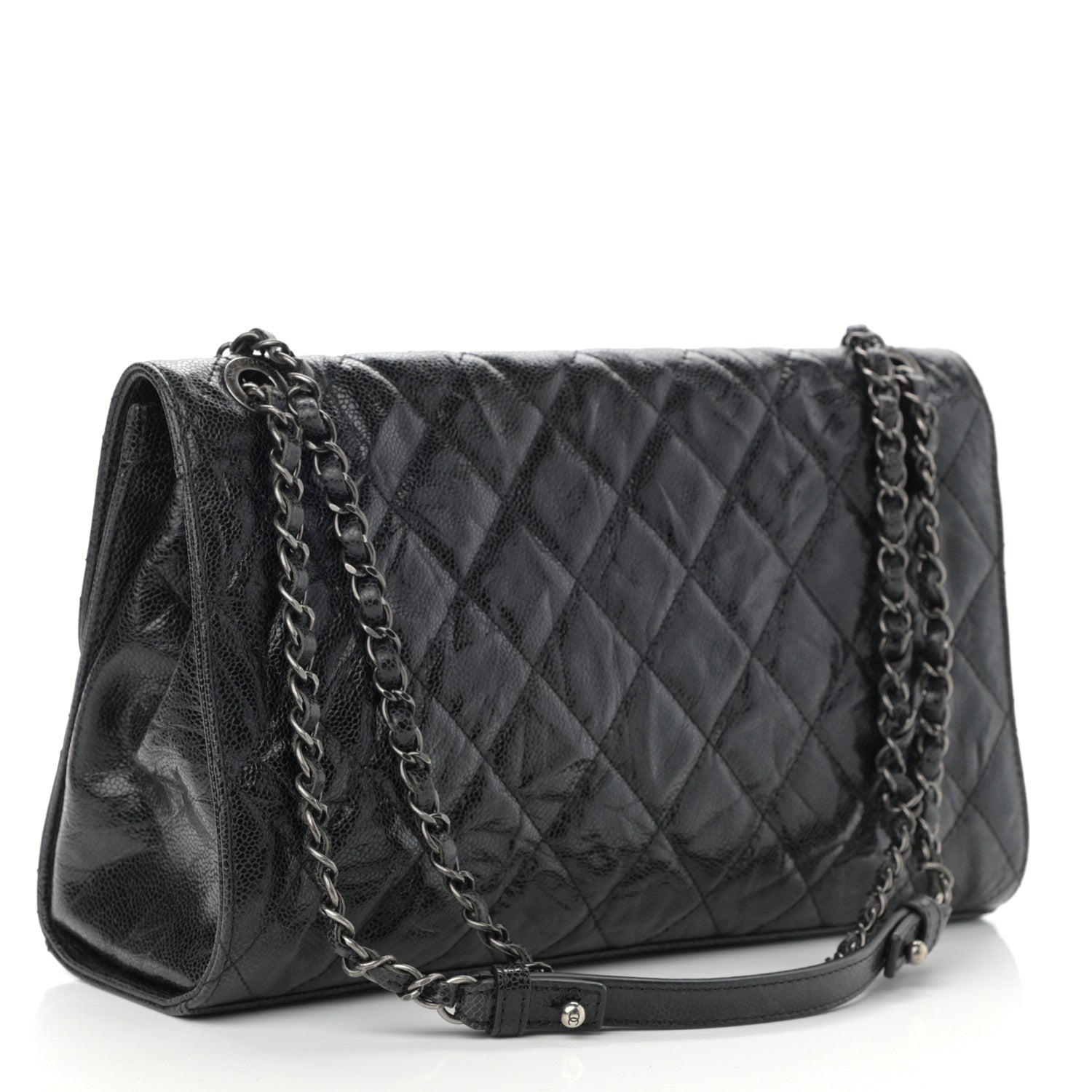 Chanel Crumpled Grained Calfskin Jumbo CC Crave Flap Black 3 of 10