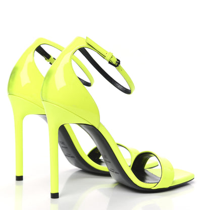 Saint Laurent Patent Calfskin Amber 105 Ankle Strap Sandals 38.5 Yellow Fluo 4 of 9