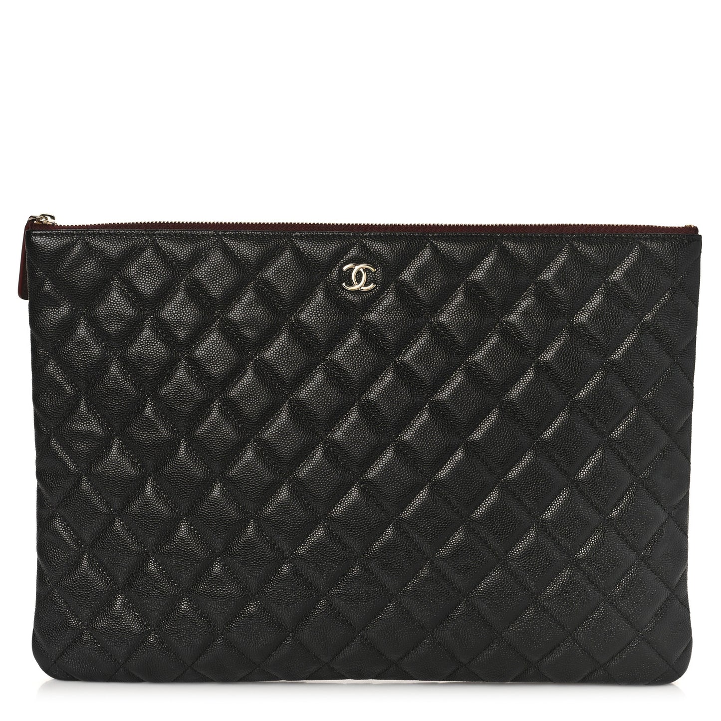 Caviar Quilted Large Cosmetic Case Black