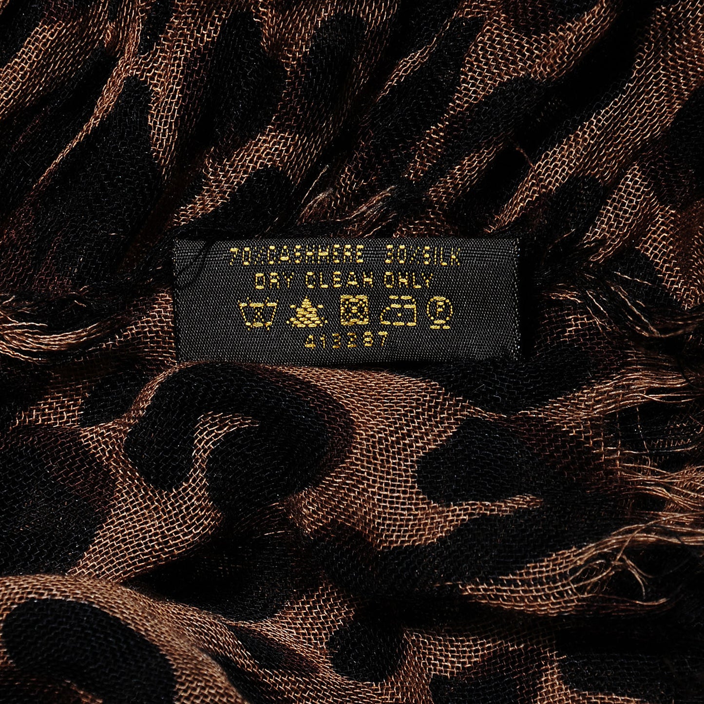 Cashmere Silk Leopard Stole Brown