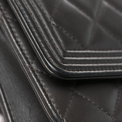 Chanel Lambskin Quilted Boy Wallet On Chain WOC Dark Grey 13 of 14