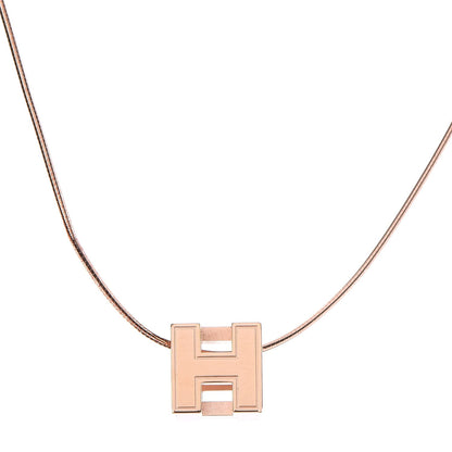 Hermes Rose Gold Lacquered Cage d'H Pendant Necklace Orange Fonce 5 of 8