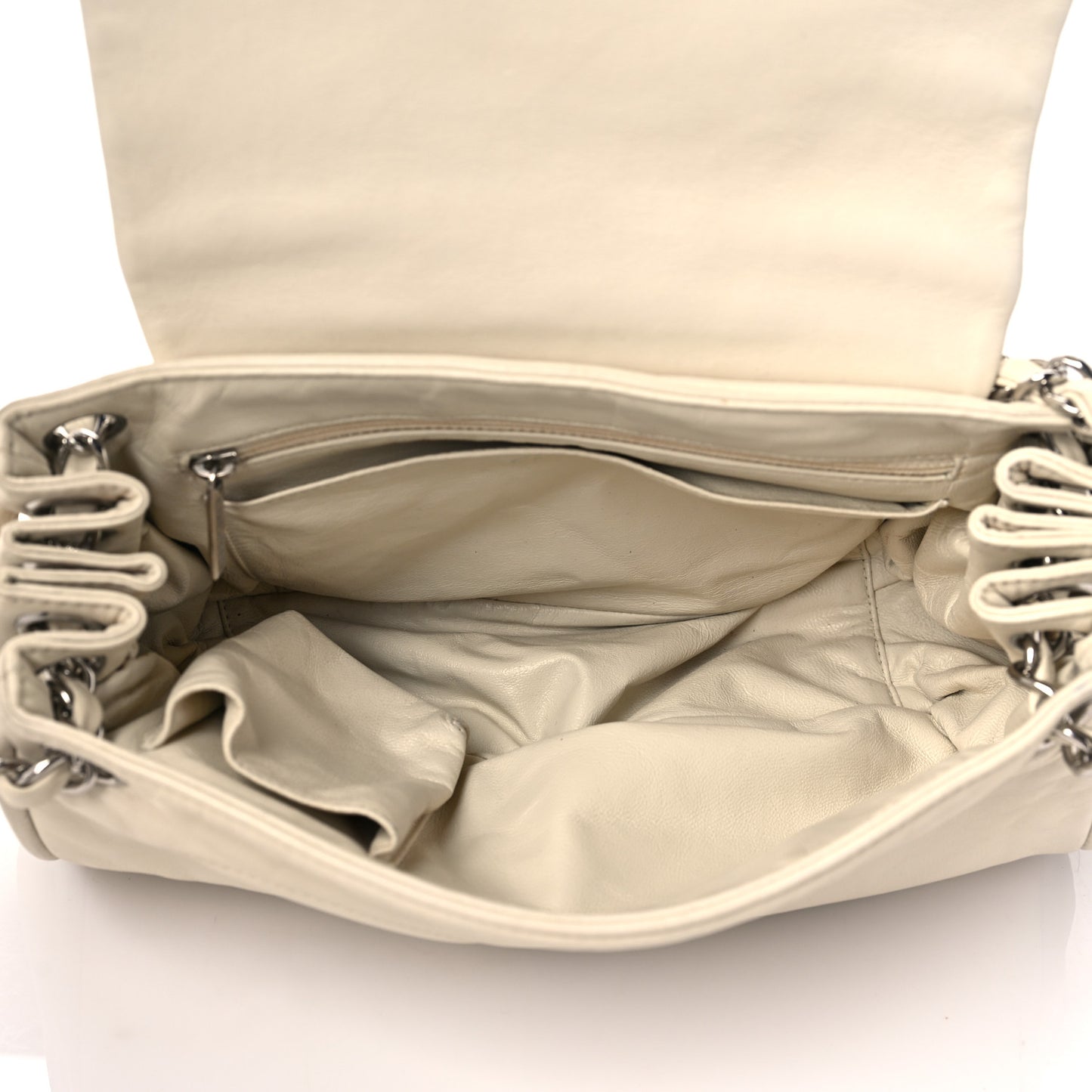 Calfskin Diagonal Ligne Flap White