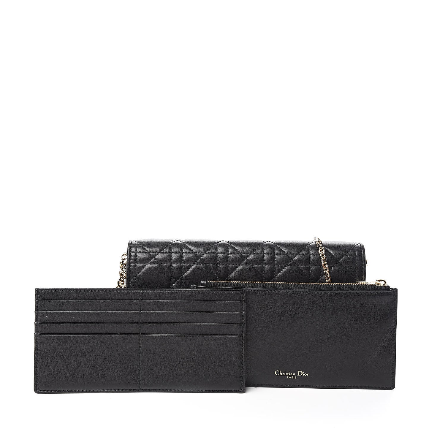 Lambskin Cannage Lady Dior Chain Wallet Black