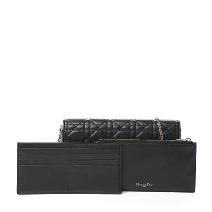 Christian Dior Lambskin Cannage Lady Dior Chain Wallet Black 11 of 11