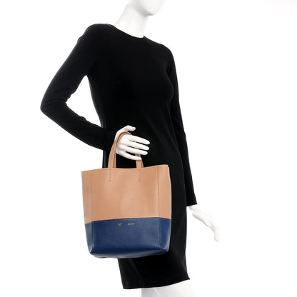 Celine Grained Calfskin Small Vertical Bi-Cabas Nude Deepsea 2 of 8