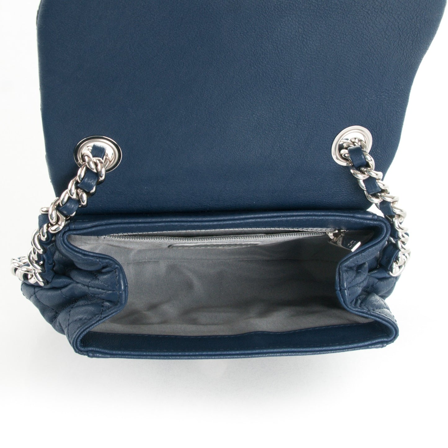 Washed Lambskin Quilted Mini Chain Around Flap Navy Blue